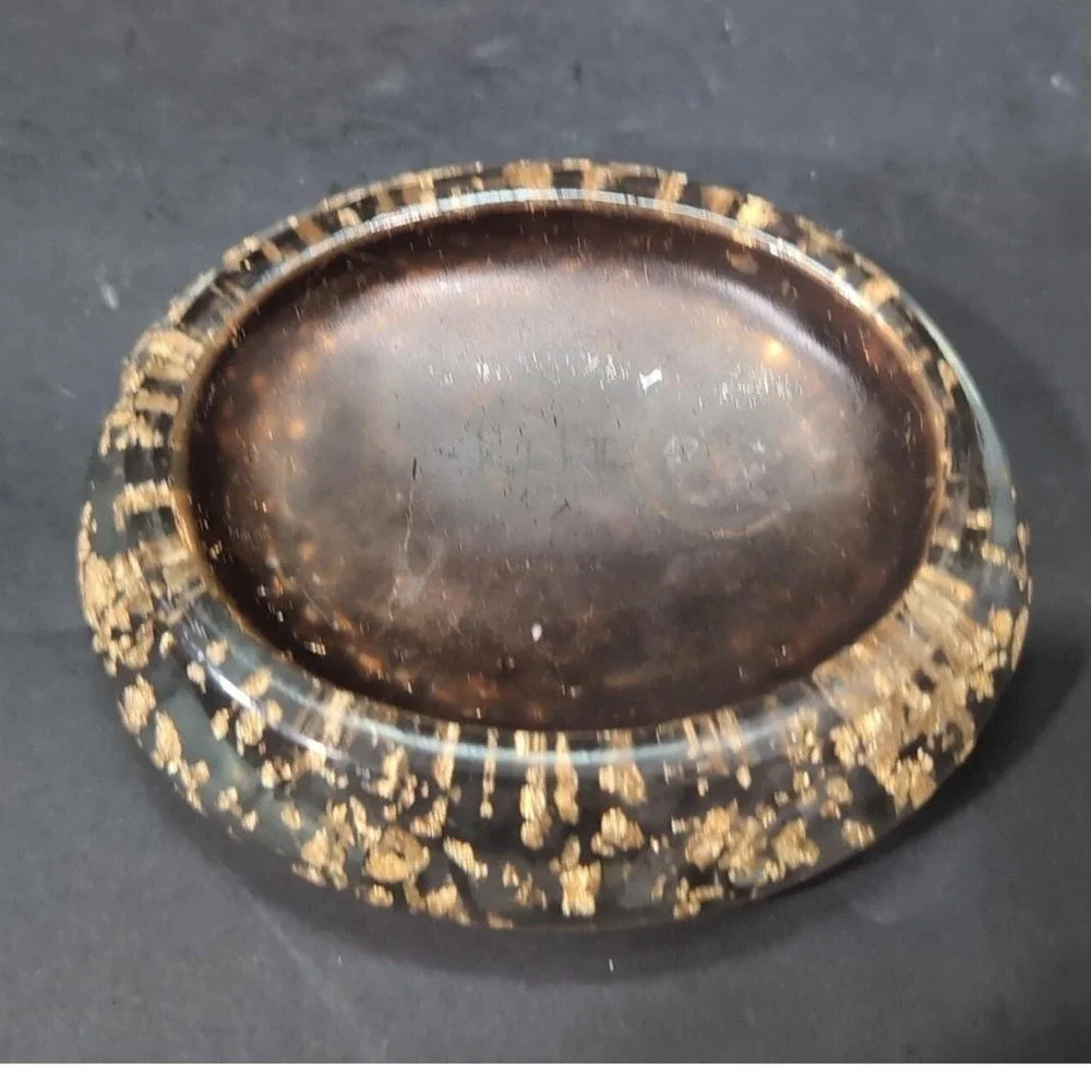 Nicole Miller Copper Flake Clear Lucite Soap Holder, Gold‎ Bathroom Accessory